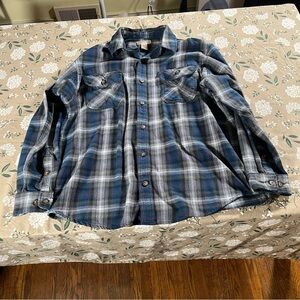 Duluth Trading Company Flannel Shacket Mens Xl Blue Plaid Heavy Workwear Outdoor